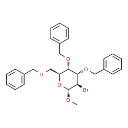 ChemSpider 2D Image | Methyl 3,4,6-tri-O-benzyl-2-bromo-2-deoxy-beta-D-galactopyranoside | C28H31BrO5