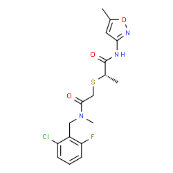 ChemSpider 2D Image | (2S)-2-({2-[(2-Chloro-6-fluorobenzyl)(methyl)amino]-2-oxoethyl}sulfanyl)-N-(5-methyl-1,2-oxazol-3-yl)propanamide | C17H19ClFN3O3S