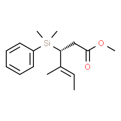 ChemSpider 2D Image | Methyl (3R,4E)-3-[dimethyl(phenyl)silyl]-4-methyl-4-hexenoate | C16H24O2Si