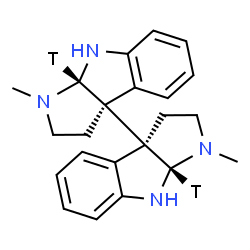 ChemSpider 2D Image | (3aS,3a'S,8aR,8a'R)-1,1'-Dimethyl(8a,8a'-~3~H_2_)-2,2',3,3',8,8',8a,8a'-octahydro-1H,1'H-3a,3a'-bipyrrolo[2,3-b]indole | C22H24T2N4