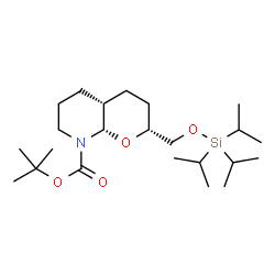 ChemSpider 2D Image | 2-Methyl-2-propanyl (2R,4aR,8aS)-2-{[(triisopropylsilyl)oxy]methyl}hexahydro-2H-pyrano[2,3-b]pyridine-8(5H)-carboxylate | C23H45NO4Si