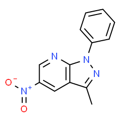 ChemSpider 2D Image | 3-methyl-5-nitro-1-phenylpyrazolo[3,4-b]pyridine | C13H10N4O2