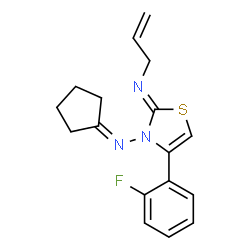 ChemSpider 2D Image | (2Z)-N-Allyl-3-(cyclopentylideneamino)-4-(2-fluorophenyl)-1,3-thiazol-2(3H)-imine | C17H18FN3S