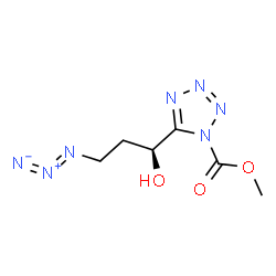 ChemSpider 2D Image | Methyl 5-[(1S)-3-azido-1-hydroxypropyl]-1H-tetrazole-1-carboxylate | C6H9N7O3