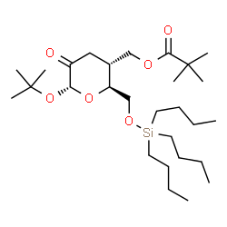 ChemSpider 2D Image | 2-Methyl-2-propanyl 3,4-dideoxy-4-{[(2,2-dimethylpropanoyl)oxy]methyl}-6-O-(tributylsilyl)-alpha-D-erythro-hexopyranosid-2-ulose | C28H54O6Si
