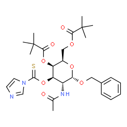 ChemSpider 2D Image | Benzyl 2-acetamido-2-deoxy-4,6-bis-O-(2,2-dimethylpropanoyl)-3-O-(1H-imidazol-1-ylcarbonothioyl)-alpha-D-galactopyranoside | C29H39N3O8S