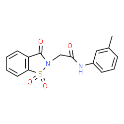 ChemSpider 2D Image | 2-(1,1-Dioxido-3-oxo-1,2-benzothiazol-2(3H)-yl)-N-(3-methylphenyl)acetamide | C16H14N2O4S