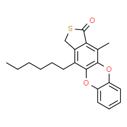 ChemSpider 2D Image | 4-Hexyl-11-methylthieno[3,4-b]oxanthren-1(3H)-one | C21H22O3S