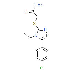 ChemSpider 2D Image | 2-{[5-(4-Chlorophenyl)-4-ethyl-4H-1,2,4-triazol-3-yl]sulfanyl}acetamide | C12H13ClN4OS