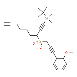 ChemSpider 2D Image | (3-{[3-(2-Methoxyphenyl)-2-propyn-1-yl]sulfonyl}-1,8-nonadiyn-1-yl)(dimethyl)(2-methyl-2-propanyl)silane | C25H34O3SSi