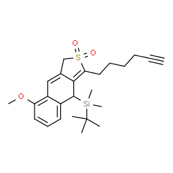 ChemSpider 2D Image | [3-(5-Hexyn-1-yl)-8-methoxy-2,2-dioxido-1,4-dihydronaphtho[2,3-c]thiophen-4-yl](dimethyl)(2-methyl-2-propanyl)silane | C25H34O3SSi