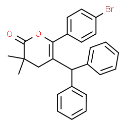 ChemSpider 2D Image | 6-(4-Bromophenyl)-5-(diphenylmethyl)-3,3-dimethyl-3,4-dihydro-2H-pyran-2-one | C26H23BrO2