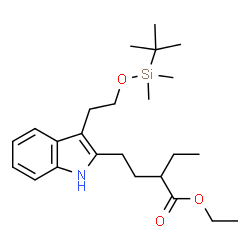 ChemSpider 2D Image | Ethyl 4-[3-(2-{[dimethyl(2-methyl-2-propanyl)silyl]oxy}ethyl)-1H-indol-2-yl]-2-ethylbutanoate | C24H39NO3Si