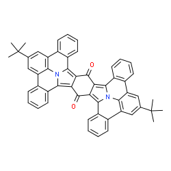 ChemSpider 2D Image | 6,18-Bis(2-methyl-2-propanyl)-12H,24H-benzo[7,8]tribenzo[1'',9'':2'',3'':7'',8'']quinolizino[4'',5'',6'':1',2',3']isoindolo[5',6':1,2]indolizino[6,5,4,3-def]phenanthridine-12,24-dione | C54H38N2O2