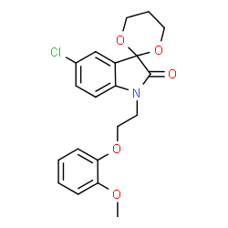 ChemSpider 2D Image | 5'-Chloro-1'-[2-(2-methoxyphenoxy)ethyl]spiro[1,3-dioxane-2,3'-indol]-2'(1'H)-one | C20H20ClNO5
