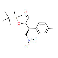 ChemSpider 2D Image | (2S,3S)-2-{[Dimethyl(2-methyl-2-propanyl)silyl]oxy}-3-(4-methylphenyl)-4-nitrobutanal | C17H27NO4Si