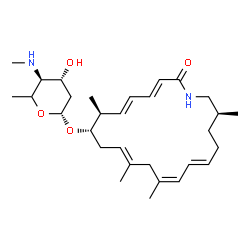 ChemSpider 2D Image | (3E,5E,7S,8S,10E,13Z,15E,19S)-7,11,13,19-Tetramethyl-2-oxoazacycloicosa-3,5,10,13,15-pentaen-8-yl (5xi)-2,4,6-trideoxy-4-(methylamino)-beta-D-threo-hexopyranoside | C30H48N2O4
