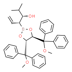 ChemSpider 2D Image | (3R,4R)-4-{(4R,5R)-4,5-Bis[methoxy(diphenyl)methyl]-1,3,2-dioxaborolan-2-yl}-2-methyl-5-hexen-3-ol | C37H41BO5