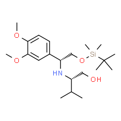 ChemSpider 2D Image | (2S)-2-{[(1R)-1-(3,4-Dimethoxyphenyl)-2-{[dimethyl(2-methyl-2-propanyl)silyl]oxy}ethyl]amino}-3-methyl-1-butanol | C21H39NO4Si