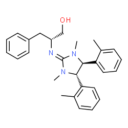 ChemSpider 2D Image | (2R)-2-{[(4S,5S)-1,3-Dimethyl-4,5-bis(2-methylphenyl)-2-imidazolidinylidene]amino}-3-phenyl-1-propanol | C28H33N3O