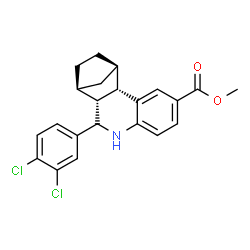 ChemSpider 2D Image | Methyl (1R,2S,11R,12S)-10-(3,4-dichlorophenyl)-9-azatetracyclo[10.2.1.0~2,11~.0~3,8~]pentadeca-3,5,7-triene-5-carboxylate | C22H21Cl2NO2