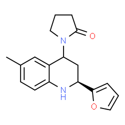 ChemSpider 2D Image | 1-[(2S)-2-(2-Furyl)-6-methyl-1,2,3,4-tetrahydro-4-quinolinyl]-2-pyrrolidinone | C18H20N2O2