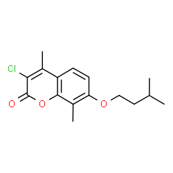 ChemSpider 2D Image | 3-Chloro-4,8-dimethyl-7-(3-methylbutoxy)-2H-chromen-2-one | C16H19ClO3
