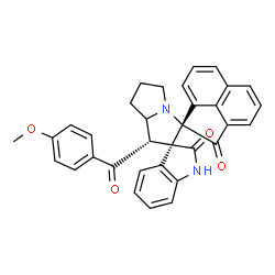ChemSpider 2D Image | (1S,1'S,2'R)-1'-(4-Methoxybenzoyl)-5',6',7',7a'-tetrahydro-1'H,2H-dispiro[acenaphthylene-1,3'-pyrrolizine-2',3''-indole]-2,2''(1''H)-dione | C33H26N2O4