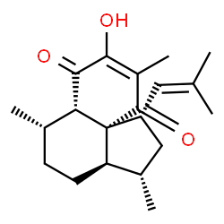ChemSpider 2D Image | (1S,3S,3aR,6S,6aS,10aS)-8-Hydroxy-3,6,9-trimethyl-1-(2-methyl-1-propen-1-yl)-1,2,3,3a,4,5,6,6a-octahydrocyclopenta[d]naphthalene-7,10-dione | C20H28O3