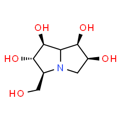 ChemSpider 2D Image | (1S,2S,3S,6S,7R)-3-(Hydroxymethyl)hexahydro-1H-pyrrolizine-1,2,6,7-tetrol | C8H15NO5