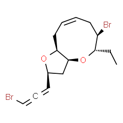 ChemSpider 2D Image | (2S,3aS,5S,6R,8Z,10aS)-6-Bromo-2-(3-bromopropadienyl)-5-ethyl-2,3,3a,5,6,7,10,10a-octahydrofuro[3,2-b]oxonine | C15H20Br2O2