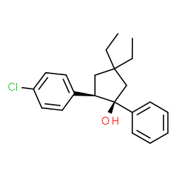 ChemSpider 2D Image | (1R,2R)-2-(4-Chlorophenyl)-4,4-diethyl-1-phenylcyclopentanol | C21H25ClO