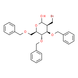 ChemSpider 2D Image | 3,4,6-Tri-O-benzyl-2-(bromomethyl)-2-deoxy-D-mannopyranose | C28H31BrO5