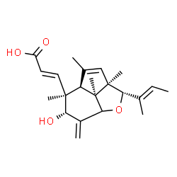 ChemSpider 2D Image | (2E)-3-{(2S,2aR,4aR,5S,6R,7bS)-2-[(2E)-2-Buten-2-yl]-6-hydroxy-2a,4,5,7b-tetramethyl-7-methylene-2,2a,4a,5,6,7,7a,7b-octahydroindeno[7,1-bc]furan-5-yl}acrylic acid | C22H30O4
