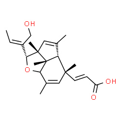 ChemSpider 2D Image | (2E)-3-{(2S,2aR,4aR,5R,7bS)-2-[(2E)-1-Hydroxy-2-buten-2-yl]-2a,4,5,7,7b-pentamethyl-2,2a,4a,5,7a,7b-hexahydroindeno[7,1-bc]furan-5-yl}acrylic acid | C22H30O4