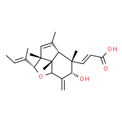 ChemSpider 2D Image | (2E)-3-{(2R,2aR,4aR,5S,6S,7bS)-2-[(2E)-2-Buten-2-yl]-6-hydroxy-2a,4,5,7b-tetramethyl-7-methylene-2,2a,4a,5,6,7,7a,7b-octahydroindeno[7,1-bc]furan-5-yl}acrylic acid | C22H30O4