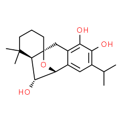 ChemSpider 2D Image | (1S,9R,10R,11R)-6-Isopropyl-12,12-dimethyl-16-oxatetracyclo[7.6.1.0~1,11~.0~3,8~]hexadeca-3,5,7-triene-4,5,10-triol | C20H28O4