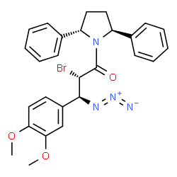 ChemSpider 2D Image | (2S,3S)-3-Azido-2-bromo-3-(3,4-dimethoxyphenyl)-1-[(2S,5S)-2,5-diphenyl-1-pyrrolidinyl]-1-propanone | C27H27BrN4O3
