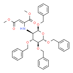 ChemSpider 2D Image | Dimethyl (2Z)-2-{[(2S,3R,4R,5S,6S)-2,4,5,6-tetrakis(benzyloxy)tetrahydro-2H-pyran-3-yl]amino}-2-butenedioate (non-preferred name) | C39H41NO9