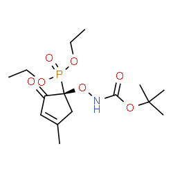 ChemSpider 2D Image | Diethyl {(1R)-4-methyl-1-[({[(2-methyl-2-propanyl)oxy]carbonyl}amino)oxy]-2-oxo-3-cyclopenten-1-yl}phosphonate | C15H26NO7P