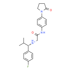 ChemSpider 2D Image | (1S)-1-(4-Fluorophenyl)-2-methyl-N-(2-oxo-2-{[4-(2-oxo-1-pyrrolidinyl)phenyl]amino}ethyl)-1-propanaminium | C22H27FN3O2