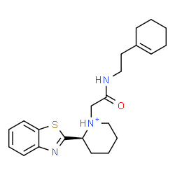 ChemSpider 2D Image | (2S)-2-(1,3-Benzothiazol-2-yl)-1-(2-{[2-(1-cyclohexen-1-yl)ethyl]amino}-2-oxoethyl)piperidinium | C22H30N3OS