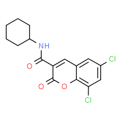 ChemSpider 2D Image | 6,8-Dichloro-N-cyclohexyl-2-oxo-2H-chromene-3-carboxamide | C16H15Cl2NO3