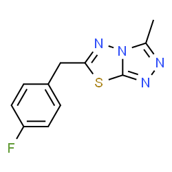 ChemSpider 2D Image | 6-(4-Fluorobenzyl)-3-methyl[1,2,4]triazolo[3,4-b][1,3,4]thiadiazole | C11H9FN4S