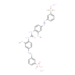 ChemSpider 2D Image | Disodium 3,3'-{carbonylbis[imino(3-methoxy-4,1-phenylene)(E)-2,1-diazenediyl]}dibenzenesulfonate | C27H22N6Na2O9S2