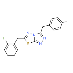 ChemSpider 2D Image | 6-(2-Fluorobenzyl)-3-(4-fluorobenzyl)[1,2,4]triazolo[3,4-b][1,3,4]thiadiazole | C17H12F2N4S
