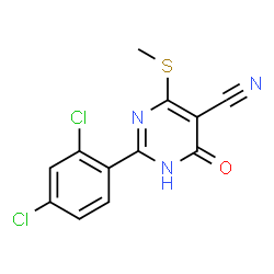 ChemSpider 2D Image | 2-(2,4-Dichlorophenyl)-4-(methylsulfanyl)-6-oxo-1,6-dihydro-5-pyrimidinecarbonitrile | C12H7Cl2N3OS