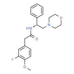 ChemSpider 2D Image | 2-(3-Fluoro-4-methoxyphenyl)-N-[(1R)-2-(4-morpholinyl)-1-phenylethyl]acetamide | C21H25FN2O3