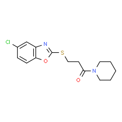 ChemSpider 2D Image | 3-[(5-Chloro-1,3-benzoxazol-2-yl)sulfanyl]-1-(1-piperidinyl)-1-propanone | C15H17ClN2O2S