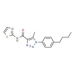 ChemSpider 2D Image | 1-(4-Butylphenyl)-5-methyl-N-(1,3-thiazol-2-yl)-1H-1,2,3-triazole-4-carboxamide | C17H19N5OS